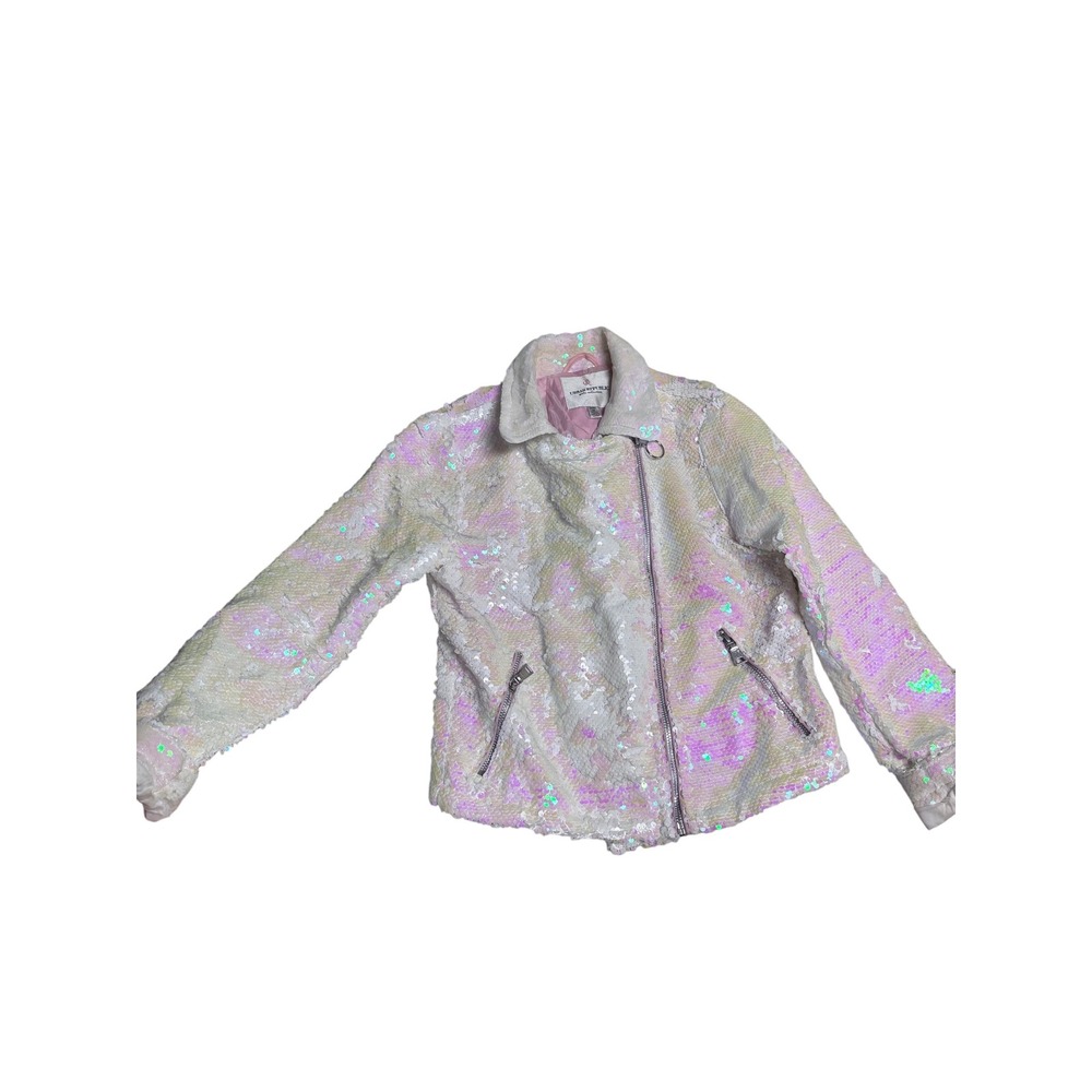 Urban Republic Sequin Moto Jacket Iridescent Full Zip Girls Size M
